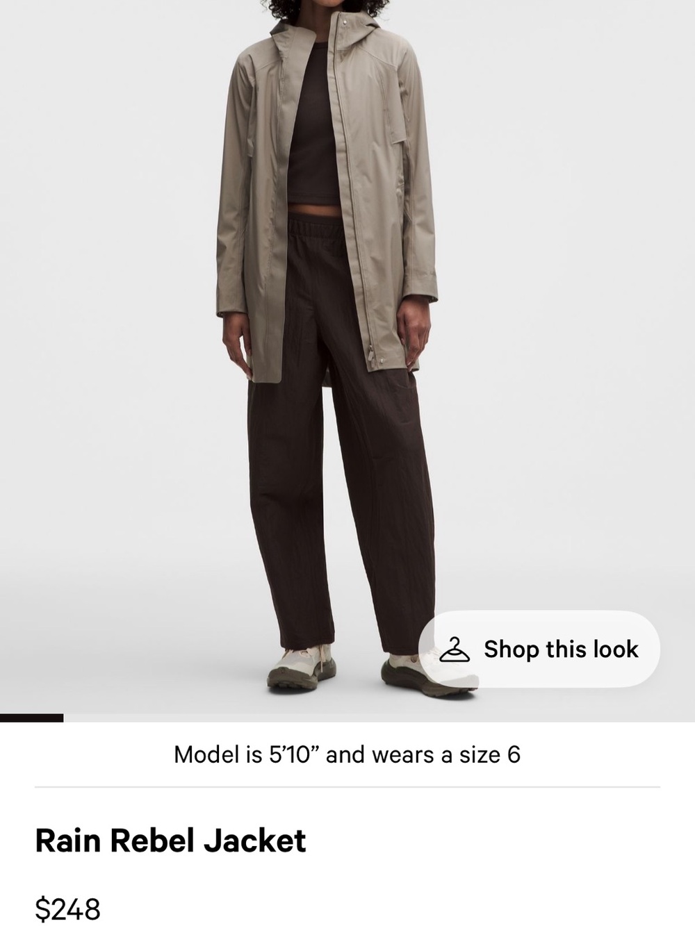 lululemon athletica Taupe Hooded Trench Coat